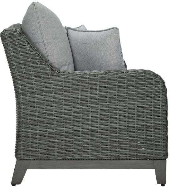 Signature Design by Ashley® Elite Park Gray Aluminum/Fabric/Resin Wicker Outdoor Loveseat with Cushion-2