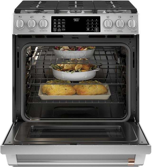 Café™ 30" Stainless Steel Smart Slide-In Dual Fuel Range with Warming Drawer-3