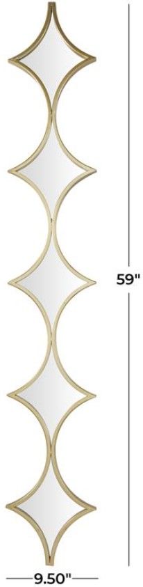 Deco Marche Gold Slim Stacked Chain 5-Layer Wall Mirror with Diamond Pattern-2