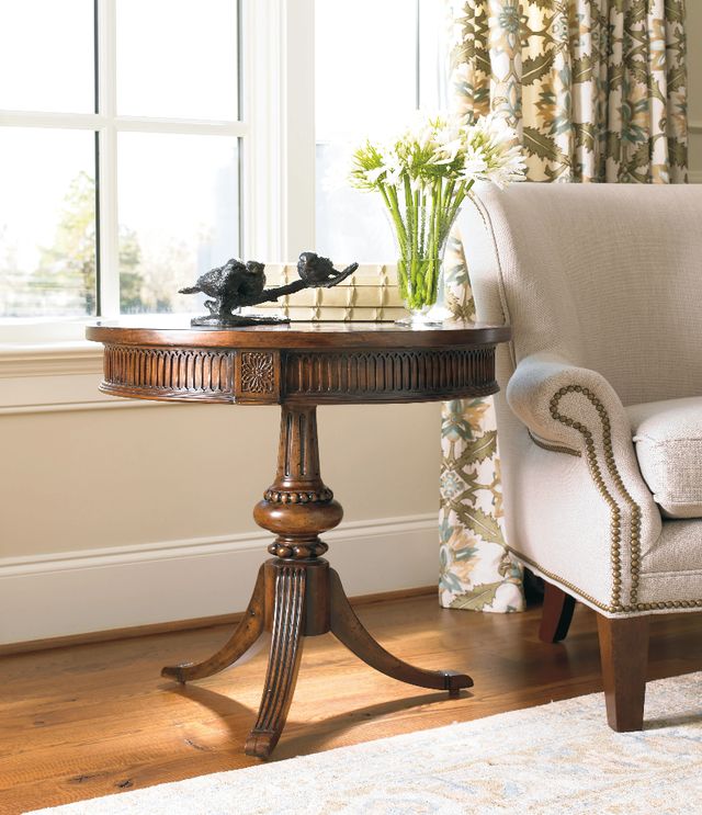 Hooker® Furniture Commerce and Market Walnut Pedestal Accent Table-3