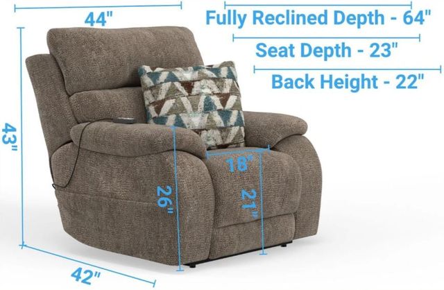 Catnapper® Joya Mushroom/Nile Power Lay Flat Recliner with Power Headrest-2