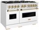 ZLINE Classic Autograph Edition 48" Satin Stainless Steel Pro Style Gas Range with White Matte Door and Champagne Bronze Accents-2