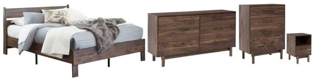 Signature Design by Ashley® Calverson 4-Piece Mocha Queen Panel Platform Bed Set-0
