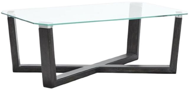 Magnussen Home® Wexler Black Truffle Cocktail Table with Clear Glass Top-0