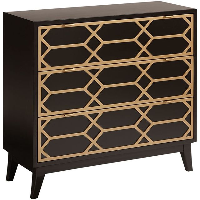 Olliix by Madison Park Black/Gold Maria Gold Lattice Accent Chest-1