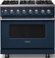 Viking® 5 Series 36" Slate Blue Pro Style Dual Fuel (NG) Range with Polished Chrome Trim-0