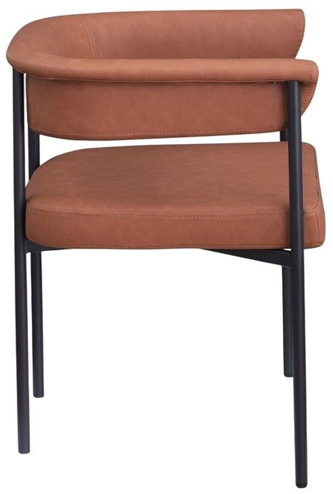 Meridian Furniture Malin Cognac Vegan Leather Dining Arm Chair-3