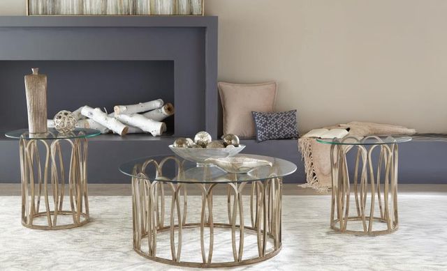 Coaster® Monett 3-Piece Tempered Glass Top Occasional Table with Chocolate Chrome Base Set-1