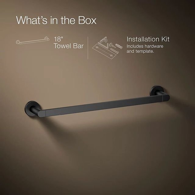 KOHLER® Composed® Matte Black 18" Towel Bar-3