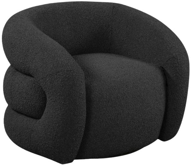 Meridian Furniture Roxbury Black Boucle Fabric Swivel Accent Chair-0
