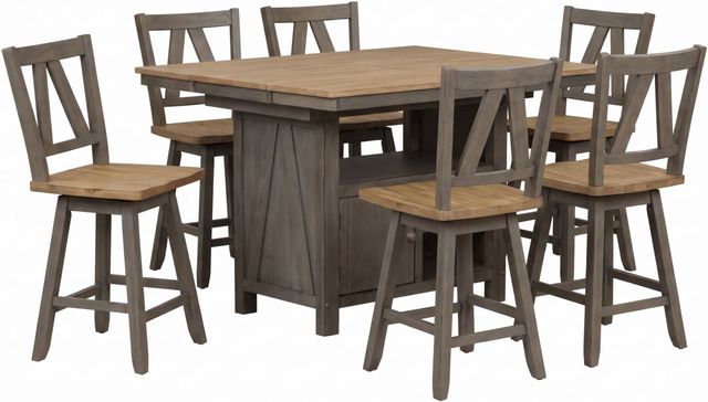 Liberty Furniture Lindsey Farm 7-Piece Gray/Sandstone Gathering Table Set-0