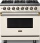 Viking® 5 Series 36" Pure White Pro Style Dual Fuel (NG) Range with Brushed Brass Trim-0