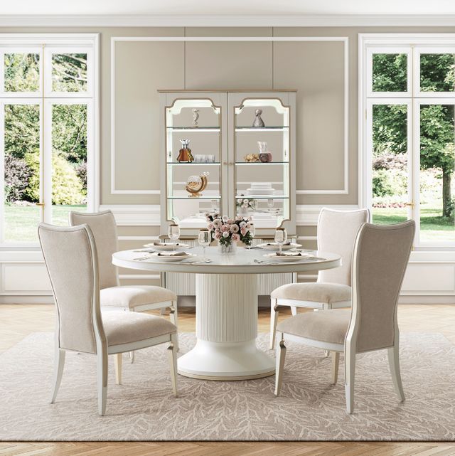 Michael Amini® La Marisia Creamy Pearl Round Dining Table-1