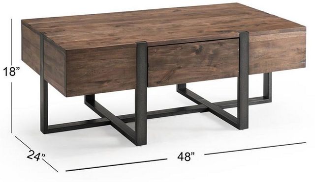 Magnussen Home® Prescott Rustic Honey Condo Cocktail Table with Metal Base -1