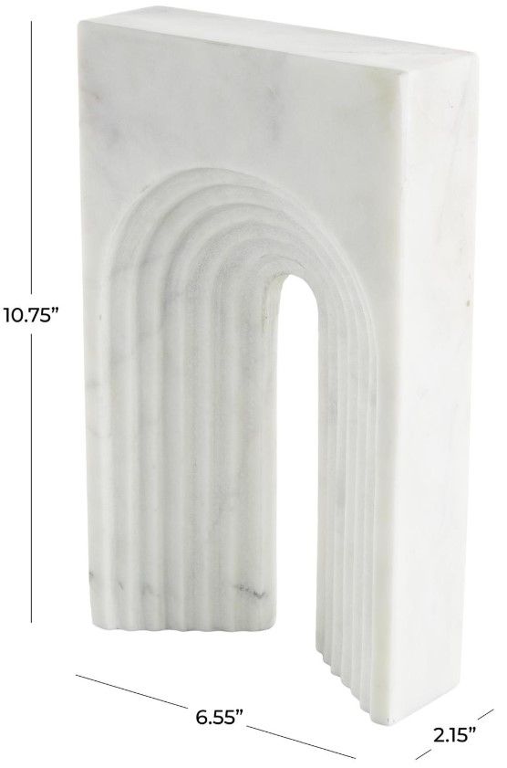 Deco Marche White Rectangular Geometric Sculpture-3