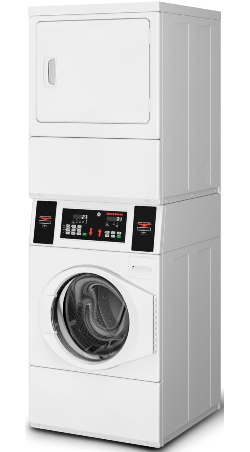 Speed Queen® Commercial 3.4 Cu. Ft. Washer, 7.0 Cu. Ft. Dryer White Stack Laundry-2