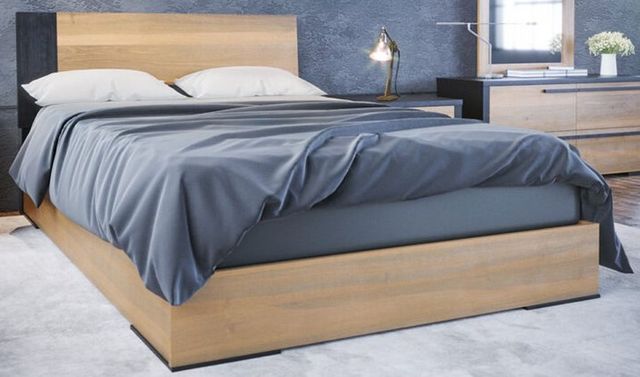 Ensemble de chambre à coucher 4 morceaux lit double Meubles JLM Orléans - Anthracite/Naturel