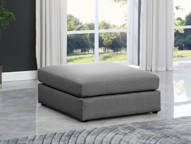 Meridian Furniture Beckham Grey Linen Textured Fabric Ottoman-3