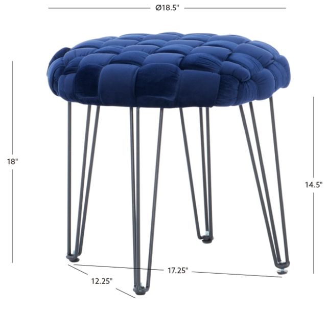 Powell® Scarlet Navy Round Ottoman Stool-2