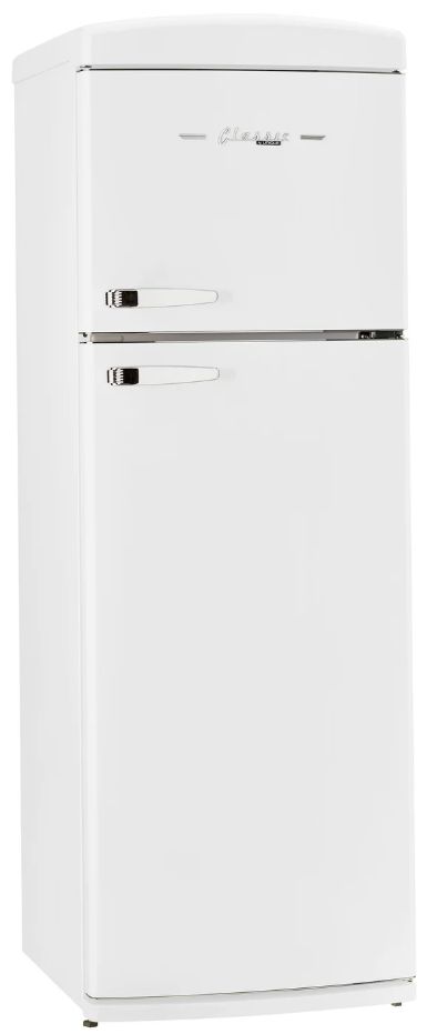 Unique Appliances 24” 11 Cu. Ft. Marshmallow White Top Freezer Refrigerator with Chrome Accent Handles-2