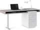 BDI Duo™ 6241 Pedestal Desk-Platinum/Satin Grey Glass-2