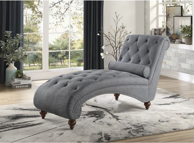Mazin Furniture Bonne Gray Chaise with Pillow-3