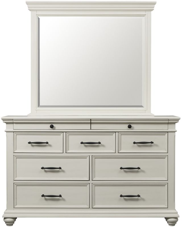 Elements International Slater Antique White Dresser and Mirror-1