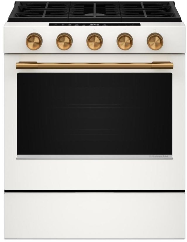 KitchenAid® 30” White Slide-In Gas Range with Convection Cooking Modes-4
