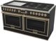 Fulgor Milano® Evoque 400 Series 60" Glossy Black Pro Style Dual Fuel Hybrid Range with Brushed Brass Trim -2