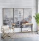 A & B Home 3-Piece Gold/Gray Foggy City Print Wall Art Set-5