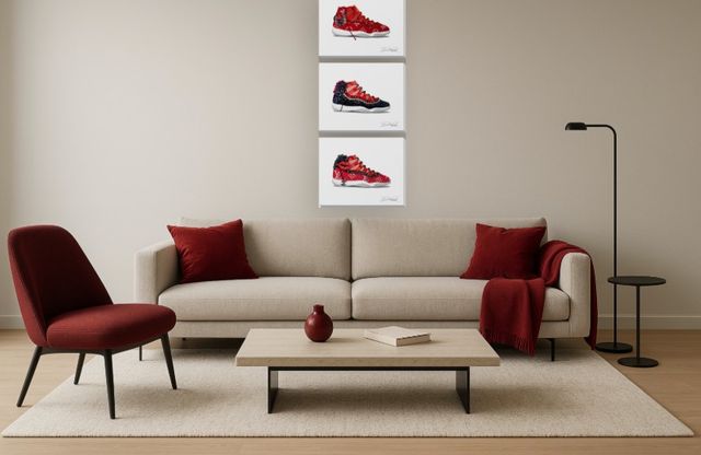 Classy Living 3-Piece Red and Black Luxe Sneaker Collection Wall Art Set-1