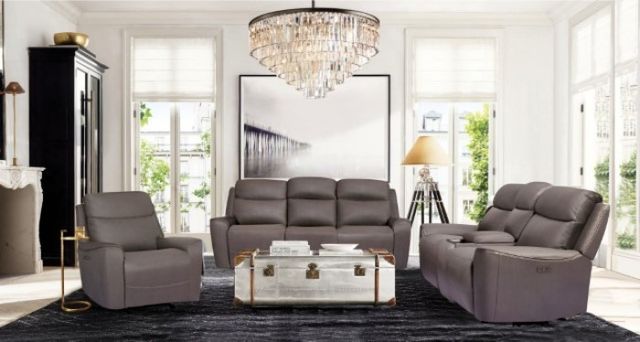 Furniture of America® Artemia Gray Power Reclining Sofa-1