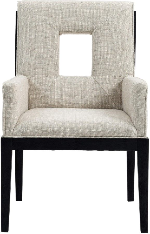 Meridian Furniture Gwendolyn Cream/Black Linen Textured Upholstered Dining Chair-1