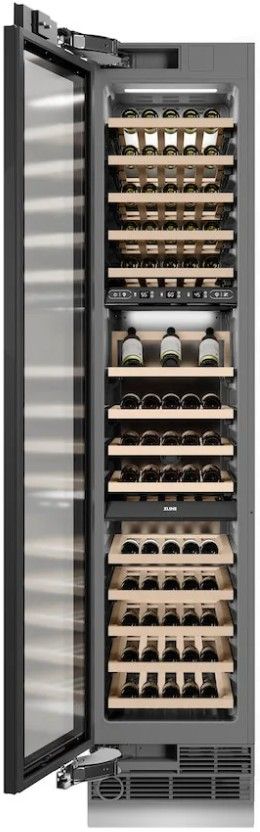 ZLINE Autograph Edition 18 in. 9 Cu. Ft. Panel Ready Left Hinge Triple Zone Column Wine Cooler with Champagne Bronze Accents-3