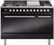 Ilve® Professional Plus II 48" Glossy Black Pro Style Dual Fuel Range-0