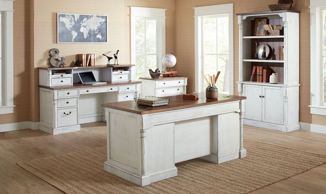 Martin Furniture Durham Weathered Wire Brushed Chalk 66" Double Pedestal Executive Desk-2
