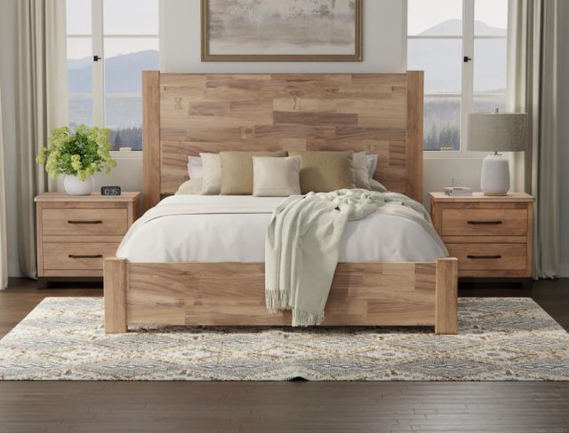 International Furniture Direct Natural Parota Brown Eastern King Panel Bed-1