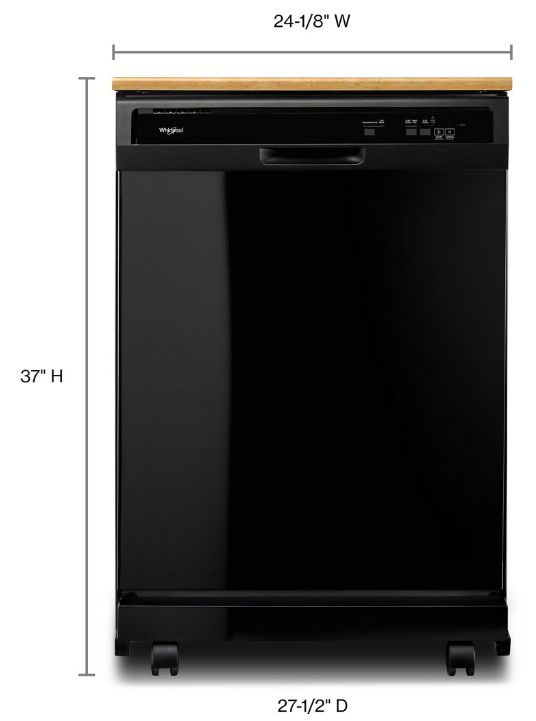 Whirlpool® 24" Heavy Duty Portable Dishwasher Black with 1-Hour Wash Cycle-2