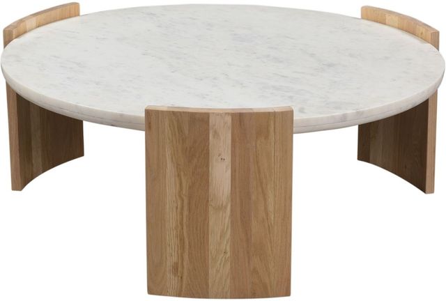 Moe's Home Collection Dala White Coffee Table with Oak Base -0