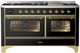 Ilve® Majestic III 60" Glossy Black Pro Style Dual Fuel Liquid Propane Range with Triple Glass Door and Brass Trim-0