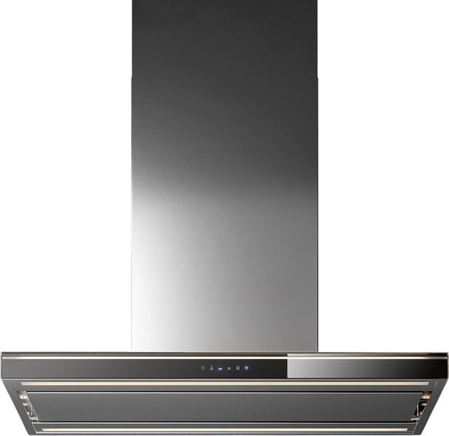 Falmec Lumina NRS 36" Scotch Brite Stainless Steel & Black Glass Wall Mounted Range Hood-0