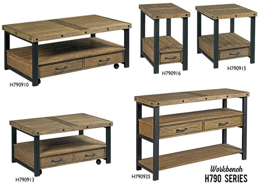 Creek Side Customs Customizable Workbench 5-Piece Rustic Brown Living Room Table Set