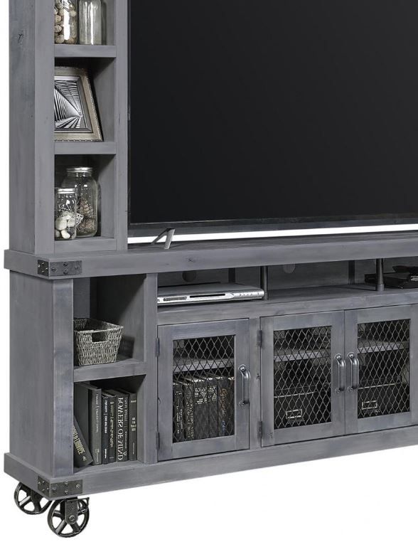 aspenhome® Industrial Smokey Gray 96" Console and Hutch-1