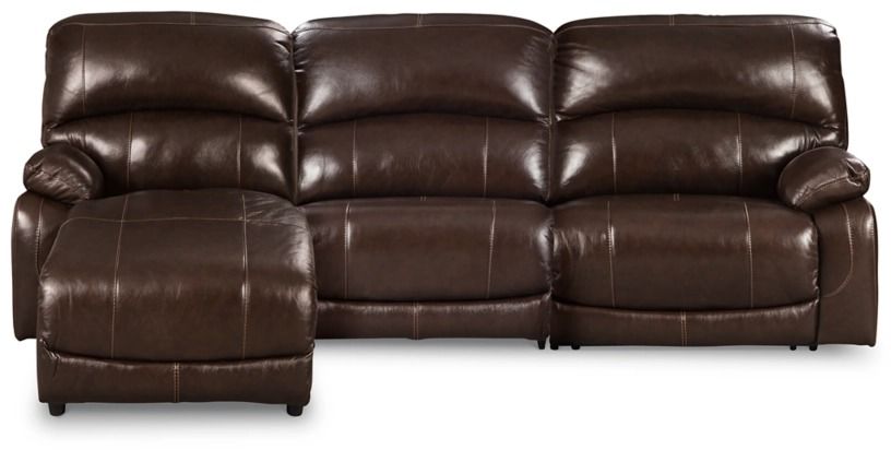 Signature Design by Ashley® Hallstrung 3-Piece Chocolate Power Reclining Power Reclining Left-Arm Facing Sectional and Chaise