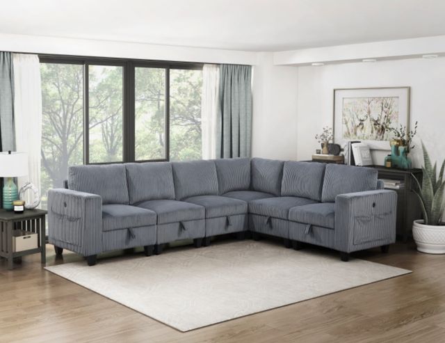 Homelegance® Walterboro 6-Piece Dark Gray L-Shape Sectional-1