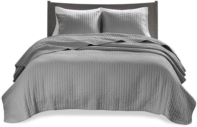 Olliix by Madison Park Grey Twin/Twin XL Keaton Reversible Coverlet Set-0