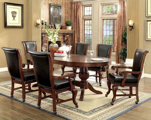 Furniture of America® Melina 7-Piece Brown Cherry Game Table Set-0