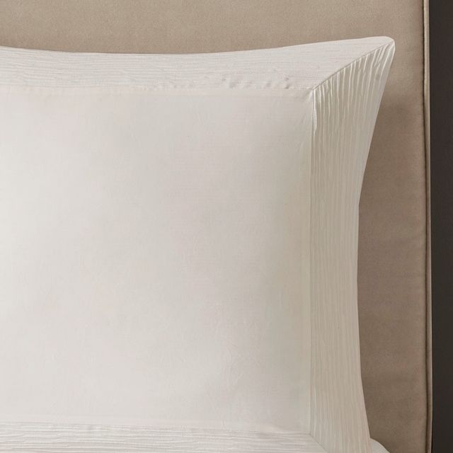 Olliix by N Natori White Hanae Cotton Blend Yarn Dyed Euro Sham-2