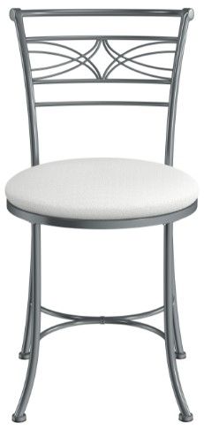 HH2 Home Dutton Chrome/White Metal Vanity Stool-1