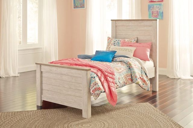 Signature Design by Ashley® Willowton Whitewash Youth Twin Panel Bed-1
